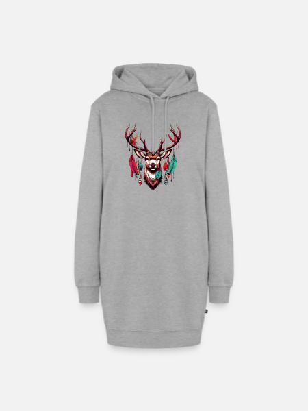 Indianer Hirsche Amerikanische Indianer - Hoodie-Kleid - Grau meliert