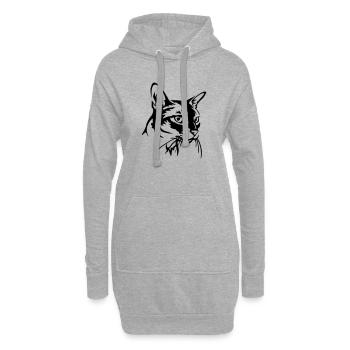 Abessiner Katze - Hoodie-Kleid - Grau meliert - Vorne