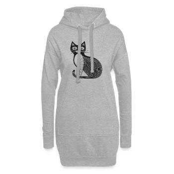 Chat - Sweat-shirt à capuche long Femme - gris chiné - Devant