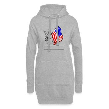 Flagge USA transparentes Peace-Zeichen Textraum - Hoodie-Kleid - Grau meliert - Vorne