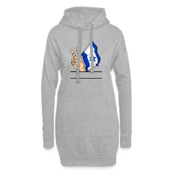 Flagge Israel Friedenszeichen Textraum - Hoodie-Kleid - Grau meliert - Vorne