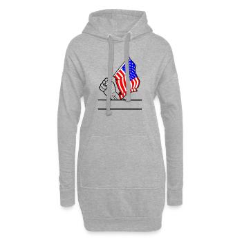 Flag USA transparent fist text space - Hoodie Dress - heather grey - Front