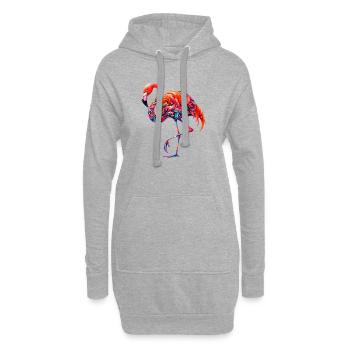 Flamant - Sweat-shirt à capuche long Femme - gris chiné - Devant
