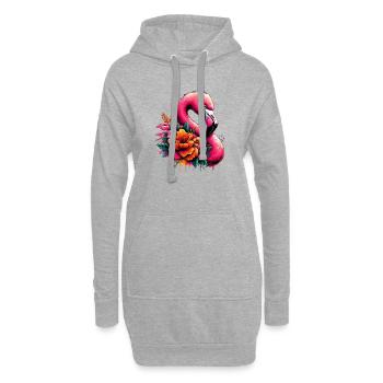 Flamant - Sweat-shirt à capuche long Femme - gris chiné - Devant