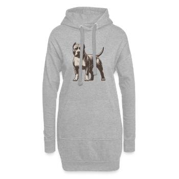 Pitbull terrier américain - Sweat-shirt à capuche long Femme - gris chiné - Devant
