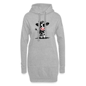 Mignon bébé veau - Animal de la ferme - Veau vache - Sweat-shirt à capuche long Femme - gris chiné - Devant