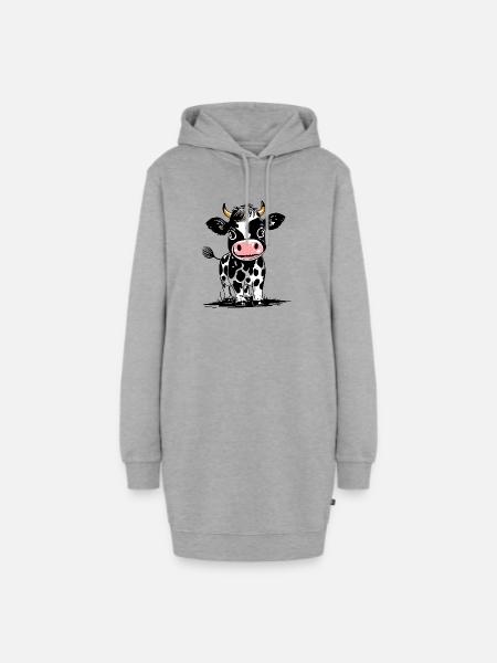 Süßes Baby-Kälbchen - Bauernhof Tier - Kalb Kuh - Hoodie-Kleid - Grau meliert