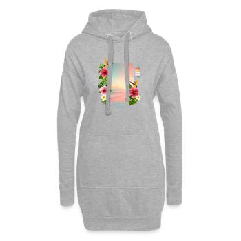 Meer - Sand - Sonnenuntergang - Hoodie-Kleid - Grau meliert - Vorne
