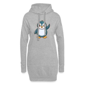 Niedlicher Pinguin Illustration - Hoodie-Kleid - Grau meliert - Vorne