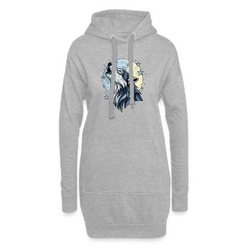 Mystischer Wolf Vollmond Schein - Hoodie-Kleid - Grau meliert - Vorne