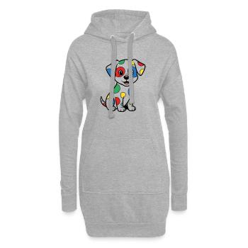 Bunter Dalmatiner Hund Illustration - Hoodie-Kleid - Grau meliert - Vorne
