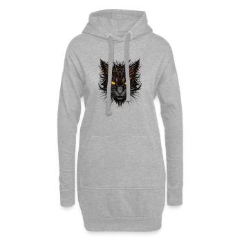 Chat Audacieux - Sweat-shirt à capuche long Femme - gris chiné - Devant