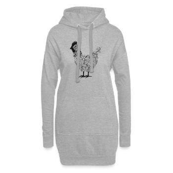 Künstlerischer Chakra-Hahn mit floralen Mustern - Hoodie-Kleid - Grau meliert - Vorne