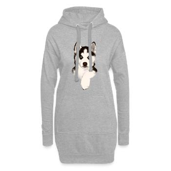 Chiot husky aux yeux bleus - Sweat-shirt à capuche long Femme - gris chiné - Devant