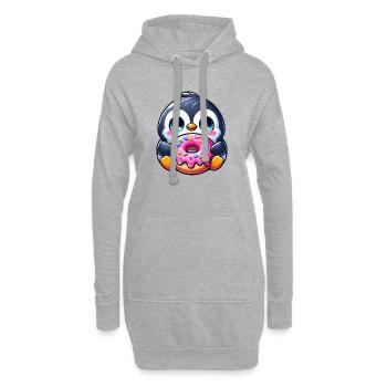 Süßer Pinguin Cartoon Donut Dessert Gebäck - Hoodie-Kleid - Grau meliert - Vorne