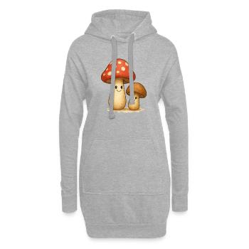 Motifs de champignons ludiques pour les enfants et les amoureux de la nature - Sweat-shirt à capuche long Femme - gris chiné - Devant