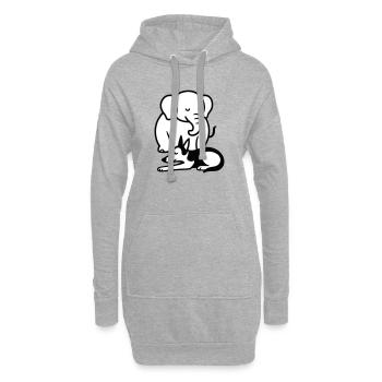 Éléphant et chien dormant - Sweat-shirt à capuche long Femme - gris chiné - Devant