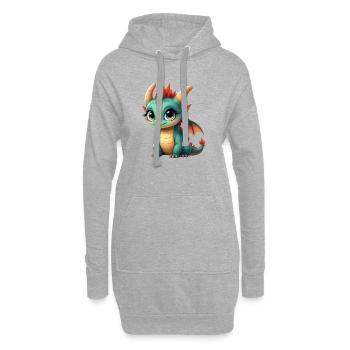 Niedlicher Babydrache - Hoodie-Kleid - Grau meliert - Vorne