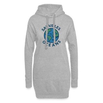 Sauve les Océans Globe Marin - Sweat-shirt à capuche long Femme - gris chiné - Devant