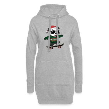 Panda Noël Drôle - Sweat-shirt à capuche long Femme - gris chiné - Devant
