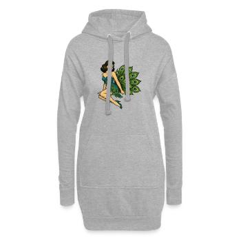 Pfau Pinup in Vintage Blau - Hoodie-Kleid - Grau meliert - Vorne