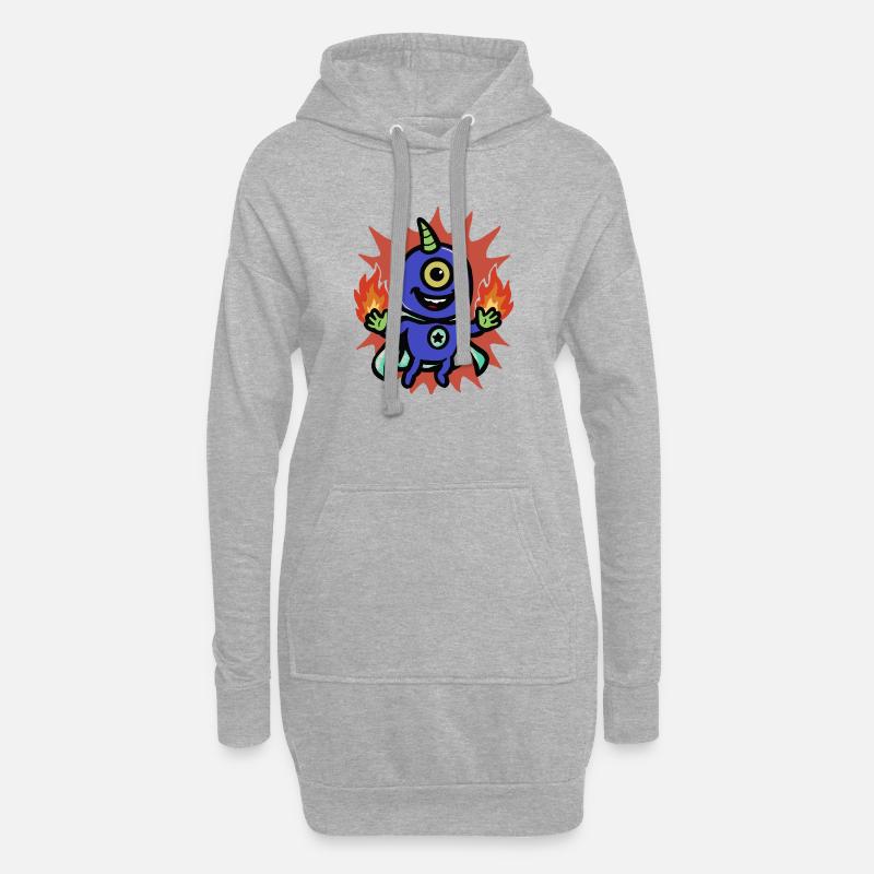 Feuerheld Einäugiger Alien - Hoodie-Kleid - Grau meliert