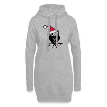 Winterliche Eule mit Santa Mütze im Schnee - Hoodie-Kleid - Grau meliert - Vorne