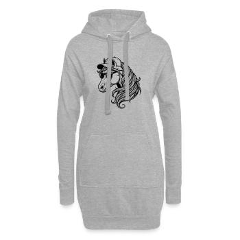 Cheval cool – Tête de cheval avec casquette et lunettes de soleil - Sweat-shirt à capuche long Femme - gris chiné - Devant