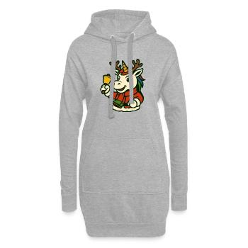 Weihnachtseinhorn mit Glocken-Maskottchen-Kunst - Hoodie-Kleid - Grau meliert - Vorne