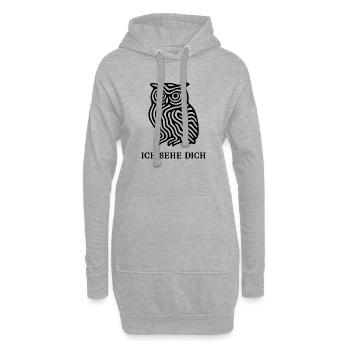 Eule „Ich sehe dich“ – Mystisches Design - Hoodie-Kleid - Grau meliert - Vorne