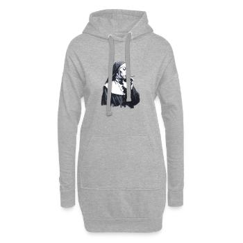 Nonne rebelle – Art de rue Noir Blanc - Sweat-shirt à capuche long Femme - gris chiné - Devant