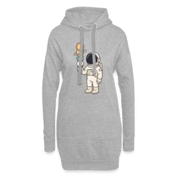 Astronaut mit Planeten-Eis - Cooles Weltraum - Hoodie-Kleid - Grau meliert - Vorne