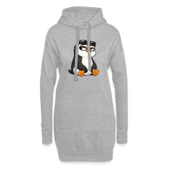 Coole Cartoon Pinguin mit Sonnenbrille skeptisch - Hoodie-Kleid - Grau meliert - Vorne