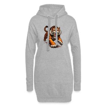 Comic Tiger Angriff - Hoodie-Kleid - Grau meliert - Vorne