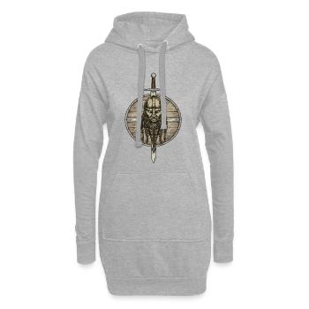 Légende viking viking marin Odin Raven Fighter - Sweat-shirt à capuche long Femme - gris chiné - Devant