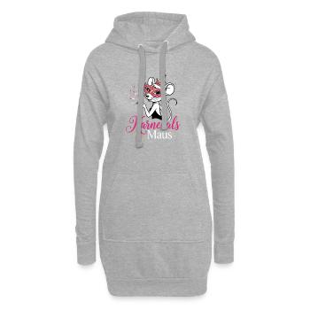Karnevals Maus - Kölsche Mädche , Tierkostüm  - Hoodie-Kleid - Grau meliert - Vorne