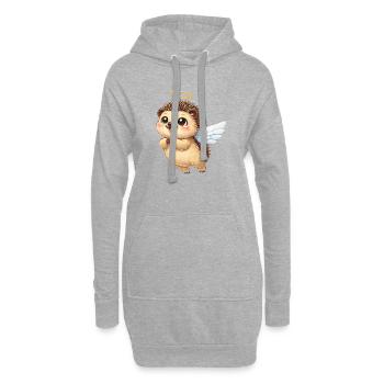 Süßer Igel Cartoon Engel mit Flügeln Freundlich  - Hoodie-Kleid - Grau meliert - Vorne