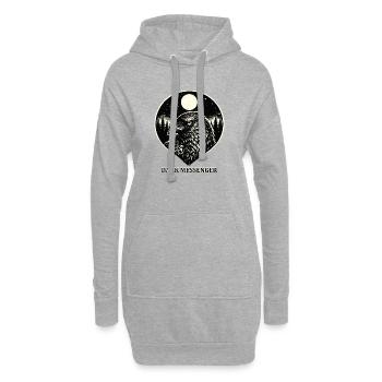 Messager Sombre - Corbeau en style gravure sur bois - Sweat-shirt à capuche long Femme - gris chiné - Devant