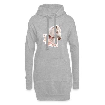 Cheval avec papillon - Sweat-shirt à capuche long Femme - gris chiné - Devant