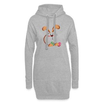 Osterhase und bunte Eier - Hoodie-Kleid - Grau meliert - Vorne