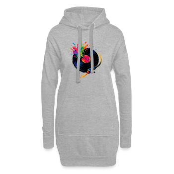 Plattenspieler buntes Pop-Vinyl - Hoodie-Kleid - Grau meliert - Vorne