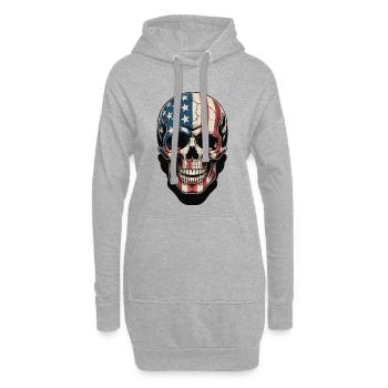USA Totenkopf - Design du Crâne Patriote - Sweat-shirt à capuche long Femme - gris chiné - Devant
