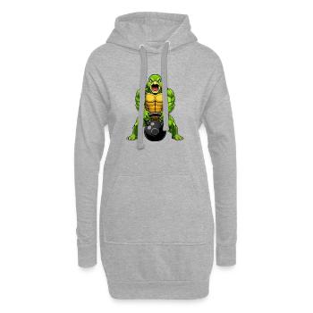 Süße Schildkröte Kettelball Fitness Workout Cartoo - Hoodie-Kleid - Grau meliert - Vorne