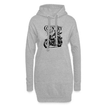 Biker cowboy sur moto vintage - Sweat-shirt à capuche long Femme - gris chiné - Devant