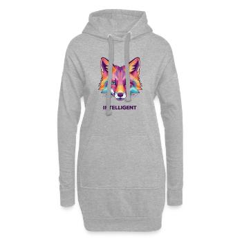 Geometrischer Farbfuchskopf - Hoodie-Kleid - Grau meliert - Vorne