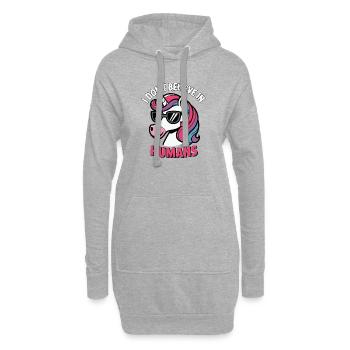 Licorne avec des lunettes de soleil : ne crois pas aux gens - Sweat-shirt à capuche long Femme - gris chiné - Devant