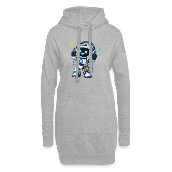 DJ robot spatial avec casque - Sweat-shirt à capuche long Femme - gris chiné - Devant