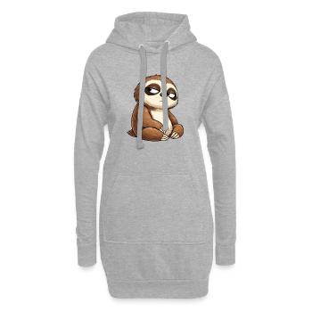 Paresseux au regard fatigué - Sweat-shirt à capuche long Femme - gris chiné - Devant