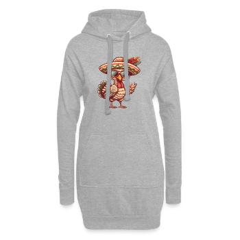 Sombrero comique drôle de la bande dessinée de la dinde - Sweat-shirt à capuche long Femme - gris chiné - Devant