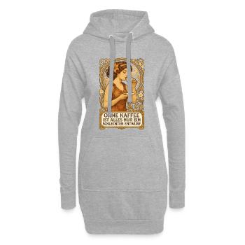 Pin-Up Kaffee Art Nouveau: Ohne Kaffee Entwurf - Hoodie-Kleid - Grau meliert - Vorne